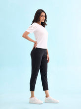 Load image into Gallery viewer, Go Colors Black Cotton Poly Stretch Cropped Colored Jeggings