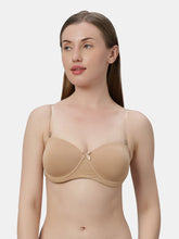 Load image into Gallery viewer, Sonari Heavily Padded Wired Cotton-Spandex Medium Coverage Multiway Fashion Bra with Detachable Transparent Straps – MAGICA