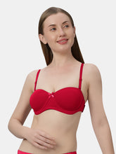 Load image into Gallery viewer, Sonari Heavily Padded Wired Cotton-Spandex Medium Coverage Multiway Fashion Bra with Detachable Transparent Straps – MAGICA