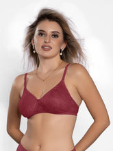Load image into Gallery viewer, Sonari Womens Lightly Padded Net Bra | Lace Design, Moderate Coverage, Non Wired, Detachable Straps – SMT006