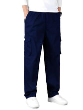 Load image into Gallery viewer, Romano nx Cotton Casual Cargo Track Pant for Men- Lower with Multi-Pockets & Side Zipper Pockets Navy Blue