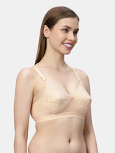 Load image into Gallery viewer, Sonari Pure Cotton Lightweight Moulded Medium Coverage Non Padded Embroidered Bra with U-Back and Hook Closure – CIELO