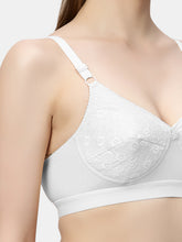 Load image into Gallery viewer, Sonari Pure Cotton Lightweight Moulded Medium Coverage Non Padded Embroidered Bra with U-Back and Hook Closure – CIELO