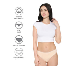 Load image into Gallery viewer, Wacoal Cotton Low Waist Medium Coverage Everyday Wear Pack of 3 Bikini Panty PI03G03