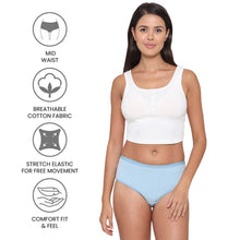 Load image into Gallery viewer, Wacoal Cotton Mid Waist Medium Coverage Everyday Wear Pack of 3 Midi Panty PI03I05
