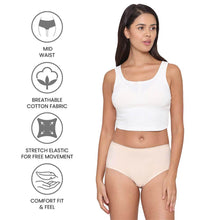 Load image into Gallery viewer, Wacoal Cotton Mid Waist Medium Coverage Everyday Wear Pack of 3 Midi Panty PI03I05