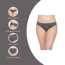 Load image into Gallery viewer, Wacoal Balcony & Beyond Low Waist Medium Coverage Everyday Wear Bikini Panty - Grey PI05B02
