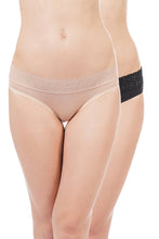 Load image into Gallery viewer, Amante Lace Bikini Panty Black & Nude (Pack of 2) 45001