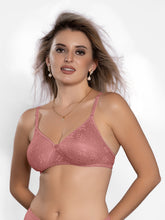 Load image into Gallery viewer, Sonari Womens Lightly Padded Net Bra | Lace Design, Moderate Coverage, Non Wired, Detachable Straps – SMT006