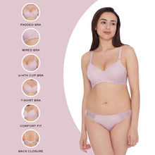 Load image into Gallery viewer, Wacoal Love to Lace Padded Wired 3/4th Cup Everyday Wear Medium coverage T-Shirt Bra - Pink SB3228