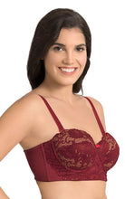 Load image into Gallery viewer, Amante Ultimo Exotic Shimmer Padded Wired Balconette Bra - Laced Biking Red