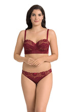 Load image into Gallery viewer, Amante Ultimo Exotic Shimmer Padded Wired Balconette Bra - Laced Biking Red