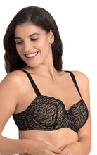 Load image into Gallery viewer, Amante Ultimo Modern Bloom Padded Wired Lace Balconette Bra - Laced Black