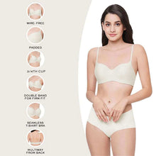 Load image into Gallery viewer, Wacoal Basic Mold Padded Non-wired 3/4th Cup Everyday Wear Seamless T-Shirt Bra - Cream WB3A140IN