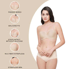 Load image into Gallery viewer, Wacoal Basic Mold Padded Wired Half Cup Everyday Wear Strapless Multiway Bra - Beige WB78720IN