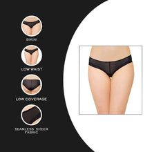 Load image into Gallery viewer, Wacoal Feel Free Sheer Low Waist Low Coverage Everyday Wear Bikini Panty - Black WU17380IN