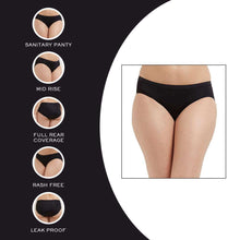 Load image into Gallery viewer, Wacoal Hygieni Mid Waist Full Coverage Night Wear High Absorbency Period Panty - Black WU5202