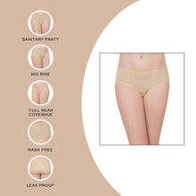 Load image into Gallery viewer, Wacoal Hygieni Mid Waist Full Coverage Night Wear High Absorbency Period Panty - Beige WU52020IN