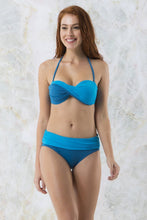 Load image into Gallery viewer, Amante Halter Neck Twisted Swim Bandeau Bra - Blue Sea 17604