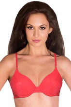 Load image into Gallery viewer, Amante Sheer Stripes Padded Wired T-Shirt Bra - Coral 14804