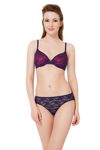 Load image into Gallery viewer, Amante Floral Romance Lace Bikini Panty - Neon Pink-Ink 10305