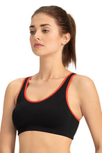Load image into Gallery viewer, Amante Medium Impact Non-Padded Non-Wired Racerback Sports Bra - Black-Lava 18102
