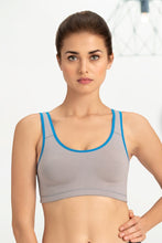 Load image into Gallery viewer, Amante Medium Impact Non-Padded Non-Wired Racerback Sports Bra - Gull-Blue 18102