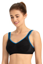 Load image into Gallery viewer, Amante Medium Impact Non-Padded Non-Wired U-Back Sports Bra - Black-Blue 18103