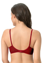 Load image into Gallery viewer, Amante Moonlit Florals Padded Wired Demi Cup Satin Bra - Haute Red 31001