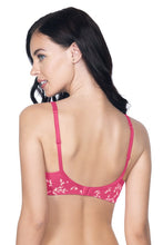 Load image into Gallery viewer, Amante Cotton Casuals Padded Non-Wired Printed T-Shirt Bra - Azalea- Ecru Pr 10202
