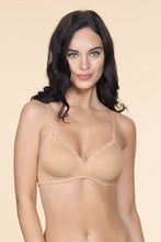 Load image into Gallery viewer, Amante Cotton Casuals Padded Non-Wired Lace T-Shirt Bra - Nude 10202