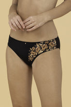 Load image into Gallery viewer, Amante Heritage Rose Printed Bikini Panty - Black 74001