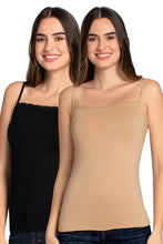 Load image into Gallery viewer, Amante Modal Lace Camisole (Pack of 2) - Blk_Hazelnut 82802