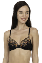 Load image into Gallery viewer, Amante Heritage Rose Padded Wired Printed Full Cover T Shirt Bra - Black 74001