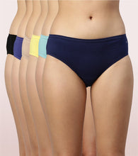 Load image into Gallery viewer, Enamor CH03 Chic Cotton, All Day Comfort, Mid Waist Hipster Panty for Women - Naturally Breathable, Antimicrobial with Stain release, Inner Elastic, Full Coverage - Pack of 6 (Multicolordark)