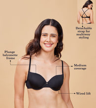 Load image into Gallery viewer, Enamor Perfect Lift Women's Everyday Fashion Plunge-Balconette T-Shirt Bra - Padded, Wired, Medium Coverage - F133
