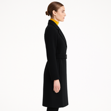 Load image into Gallery viewer, Romano nx Women’s Black Wool Overcoat with Belt | Winter Long Coat | Stylish Formal & Casual Wear