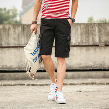 Load image into Gallery viewer, Romano nx 100% Cotton Cargo Bermuda Shorts for Men- With Many Pockets & Side Zipper Pockets Black Color romanonx.com
