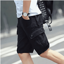 Load image into Gallery viewer, Romano nx 100% Cotton Cargo Bermuda Shorts for Men- With Many Pockets & Side Zipper Pockets Black Color romanonx.com