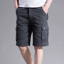 Load image into Gallery viewer, Romano nx 100% Cotton Cargo Bermuda Shorts for Men- With Many Pockets & Side Zipper Pockets Black Color romanonx.com