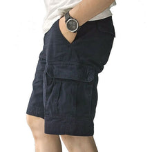 Load image into Gallery viewer, Romano nx 100% Cotton Cargo Shorts for Men- Bermuda with Multi-Pockets & Side Zipper Pockets Navy Blue romanonx.com