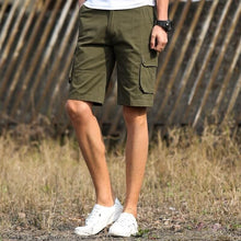 Load image into Gallery viewer, Romano nx 100% Cotton Cargo Shorts for Men- Bermuda with Multi-Pockets & Side Zipper Pockets Olive Colour romanonx.com