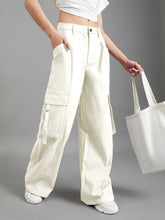 Load image into Gallery viewer, Go Colors Cream Cargo Pants
