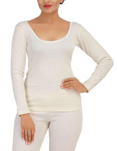 Load image into Gallery viewer, Monte Carlo Pure New Merino Wool Machine Washable 3/4 Sleeves Round Neck Thermal for Women Off White Color romanonx.com 
