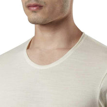 Load image into Gallery viewer, Monte Carlo Pure New Merino Wool Machine Washable Half Sleeves Round Neck Thermal for Men Off White romanonx.com