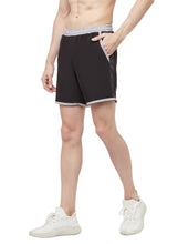 Load image into Gallery viewer, Romano nx Men's Black 7 inch Dry Fit Sports Running Reflective Shorts with 2 Side Pockets and Zipper Back Pocket romanonx.com