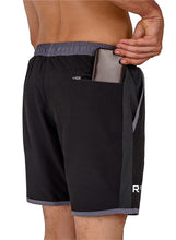 Load image into Gallery viewer, Romano nx Men&#39;s Black 7 inch Dry Fit Sports Running Reflective Shorts with 2 Side Pockets and Zipper Back Pocket romanonx.com 
