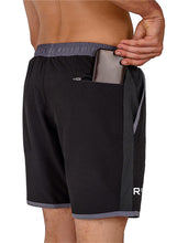 Load image into Gallery viewer, Romano nx Men's Black 7 inch Dry Fit Sports Running Reflective Shorts with 2 Side Pockets and Zipper Back Pocket romanonx.com