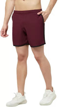 Load image into Gallery viewer, Romano nx Men's Maroon 7 inch Dry Fit Sports Running Reflective Shorts with 2 Side Pockets and Zipper Back Pocket romanonx.com