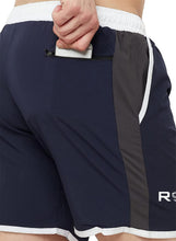 Load image into Gallery viewer, Romano nx Men's Navy Blue 7 inch Dry Fit Sports Running Reflective Shorts with 2 Side Pockets and Zipper Back Pocket romanonx.com
